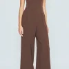 ENDLESS ROSE Tops | One Pieces*- Adjustable Bustier Wide Leg Jumpsuit CHOCOLATE