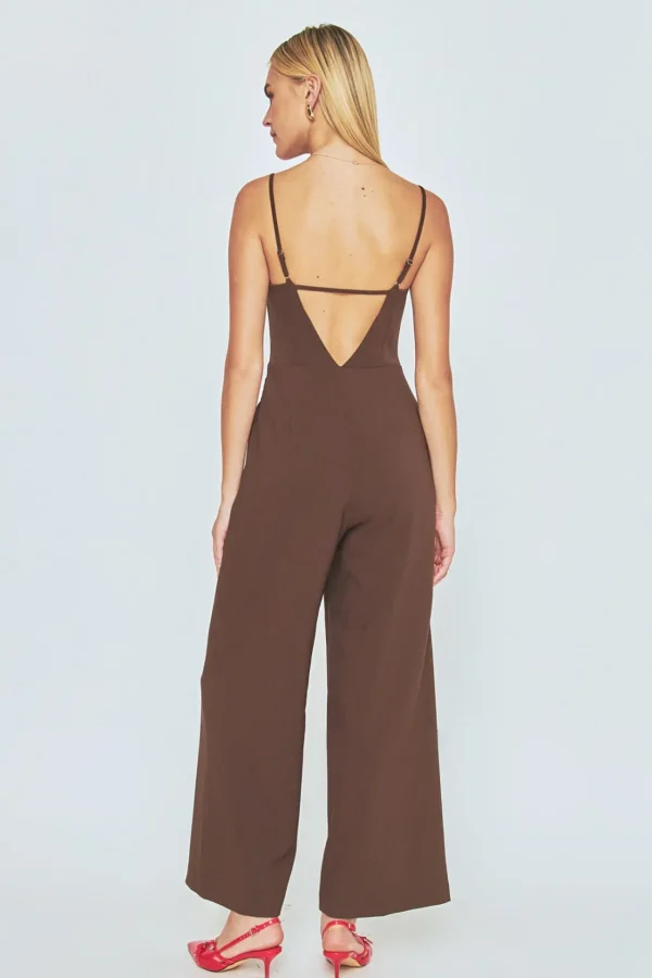 ENDLESS ROSE Tops | One Pieces*- Adjustable Bustier Wide Leg Jumpsuit CHOCOLATE