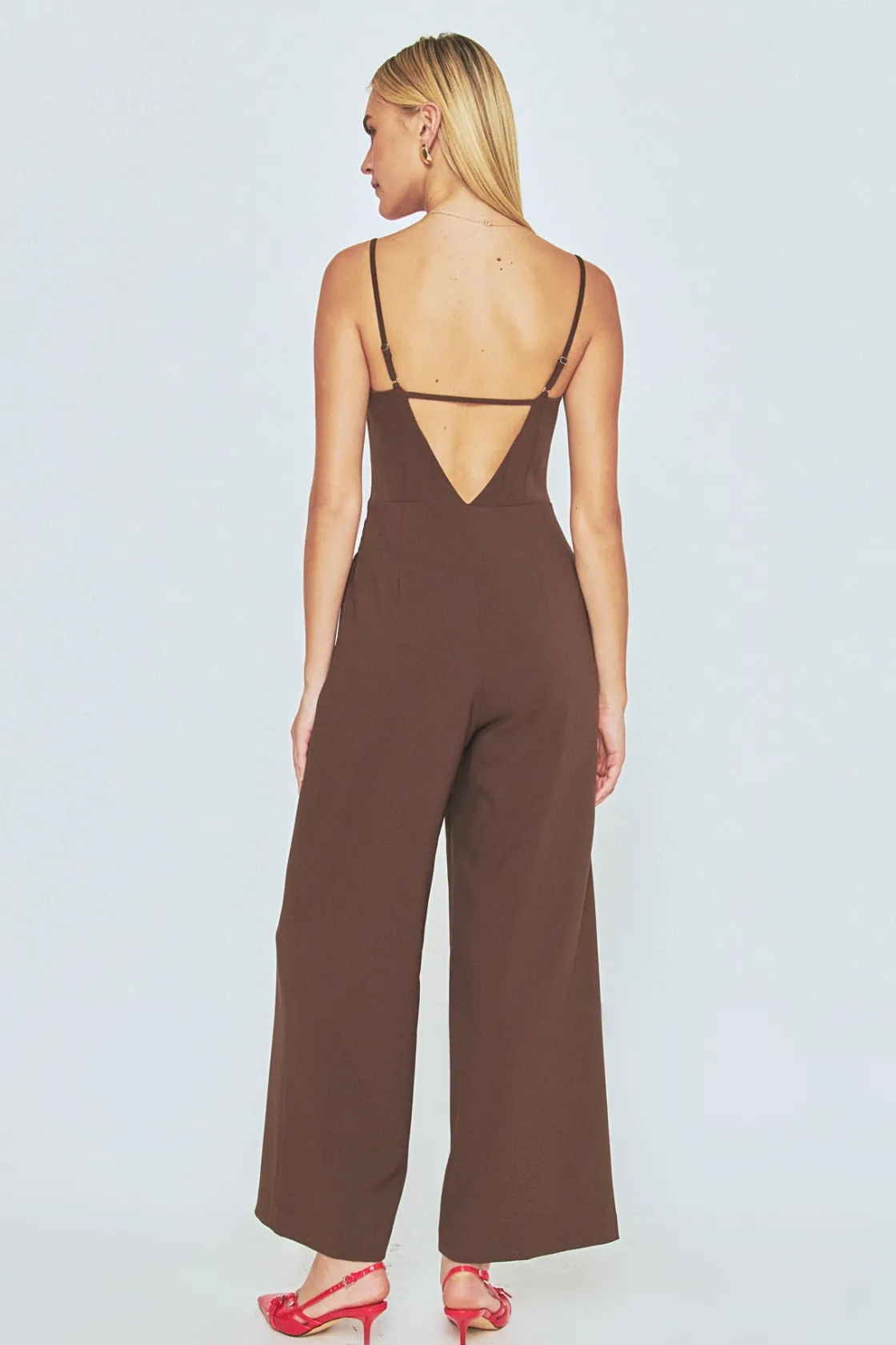 endless_rose__adjustable__2.webp ENDLESS ROSE Tops | One Pieces*- Adjustable Bustier Wide Leg Jumpsuit CHOCOLATE