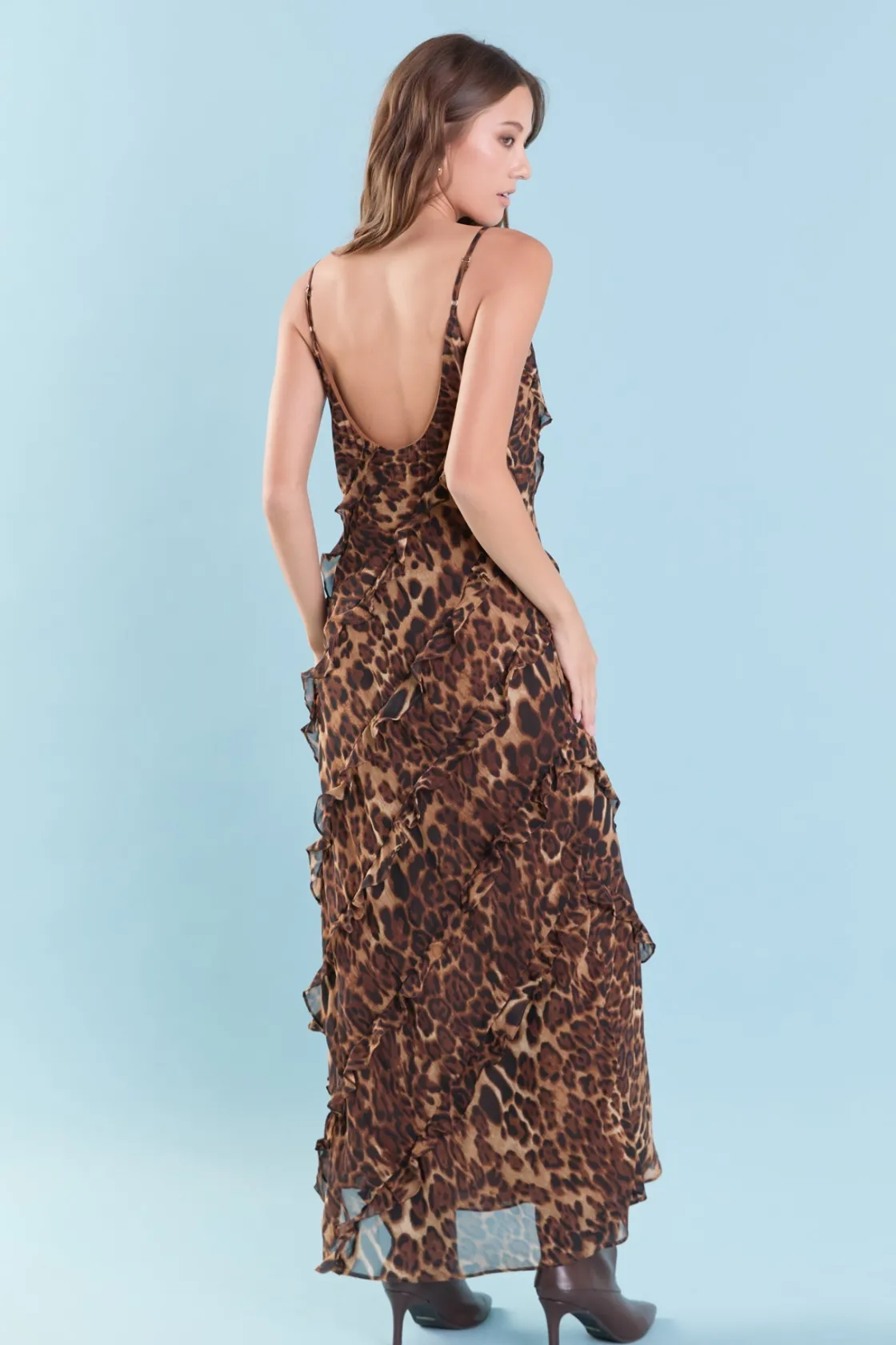 endless_rose__animal_prin_2.webp ENDLESS ROSE Tops*- Animal Print Ruffled Slip Maxi Dress ANIMALPRINT