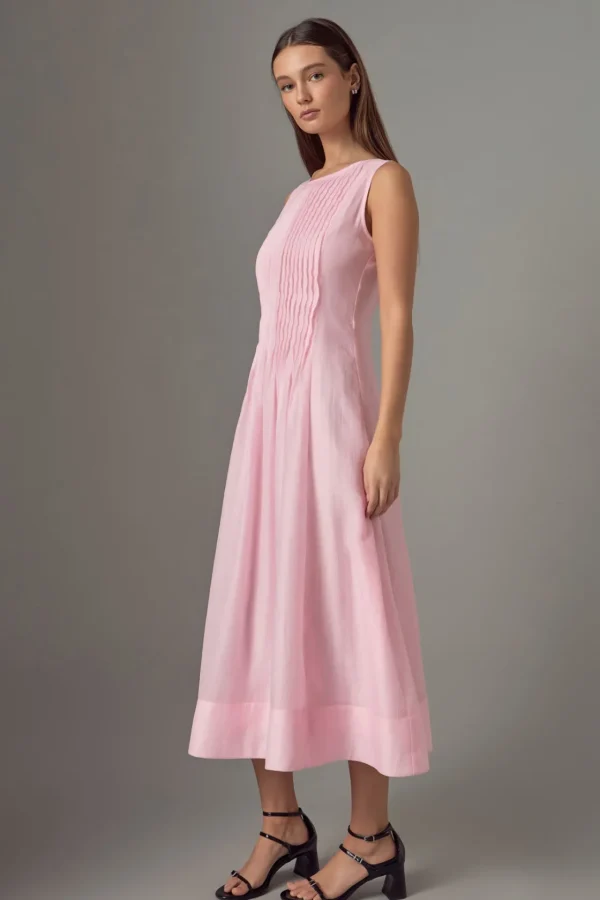 ENDLESS ROSE Tops*- Annabelle Pintuck Midi Dress PINK