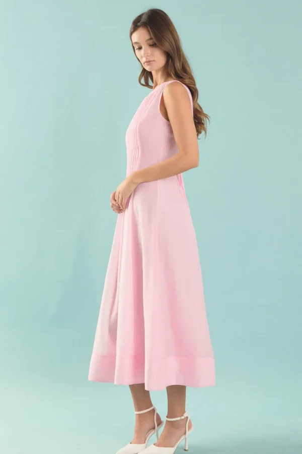 ENDLESS ROSE Tops*- Annabelle Pintuck Midi Dress PINK