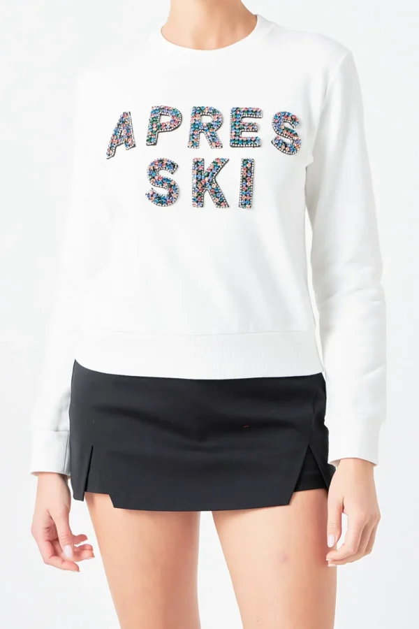 ENDLESS ROSE Tops*- Apres Ski Embellished Sweatshirt WHITE