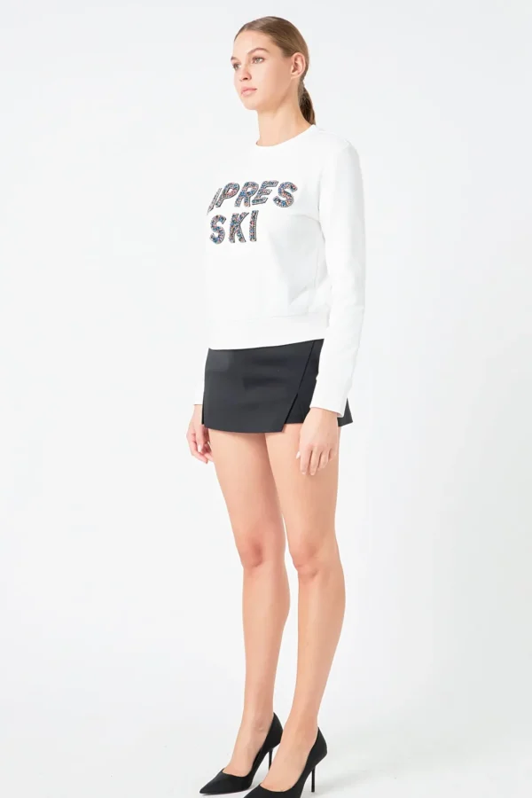 ENDLESS ROSE Tops*- Apres Ski Embellished Sweatshirt WHITE