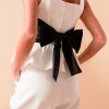 ENDLESS ROSE Tops*- Back Bow Contrast Top IVORY/BLACK