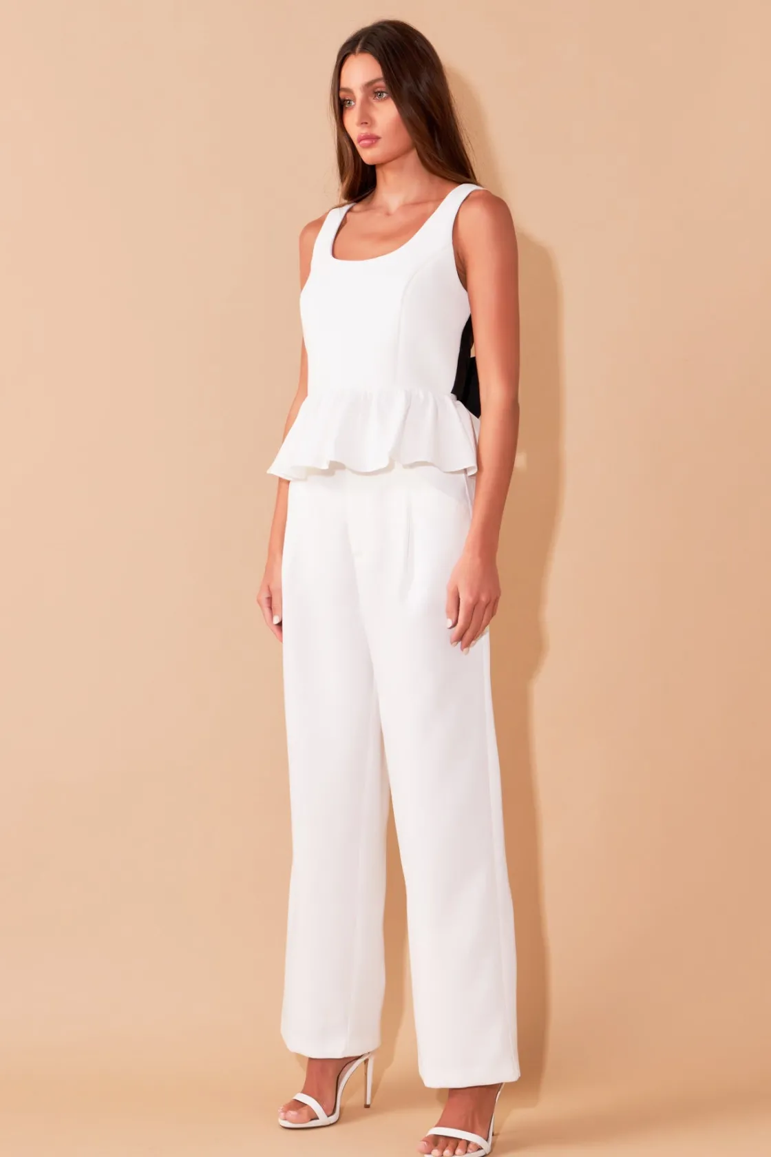 endless_rose__back_bow_co_1.webp ENDLESS ROSE Tops*- Back Bow Contrast Top IVORY/BLACK