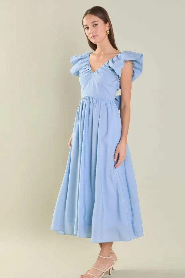 ENDLESS ROSE Tops*- Back Bow Tied Maxi Dress POWDERBLUE