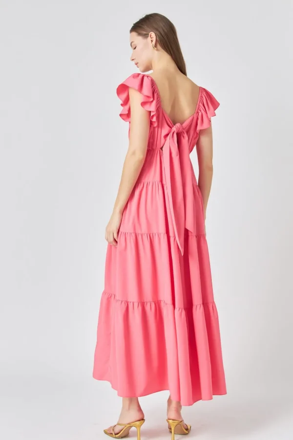 ENDLESS ROSE Tops*- Back Bow Tie Maxi Dress PINK
