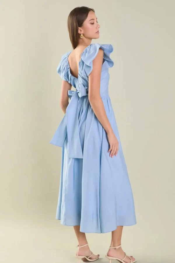ENDLESS ROSE Tops*- Back Bow Tied Maxi Dress POWDERBLUE