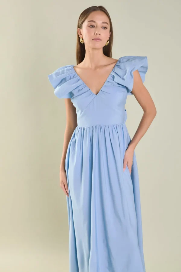 ENDLESS ROSE Tops*- Back Bow Tied Maxi Dress POWDERBLUE