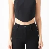 ENDLESS ROSE Tops*- Back Tie Detail Halter Neck Top BLACK