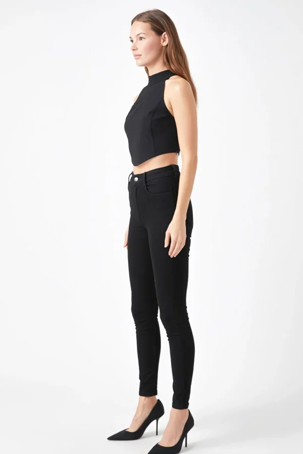 ENDLESS ROSE Tops*- Back Tie Detail Halter Neck Top BLACK