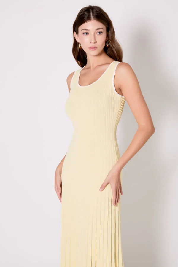 ENDLESS ROSE Tops*- Bailee Ribbed Knit Sleeveless Maxi Dress YELLOW/WHITE