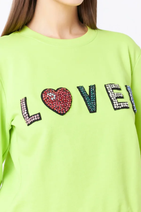 ENDLESS ROSE Tops*- Beaded Loved Sweatshirt