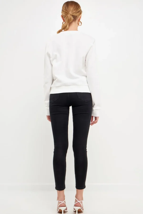 ENDLESS ROSE Tops*- Beaded Loved Sweatshirt