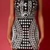 ENDLESS ROSE Tops*- Beading Sequins Mini Dress BLACK
