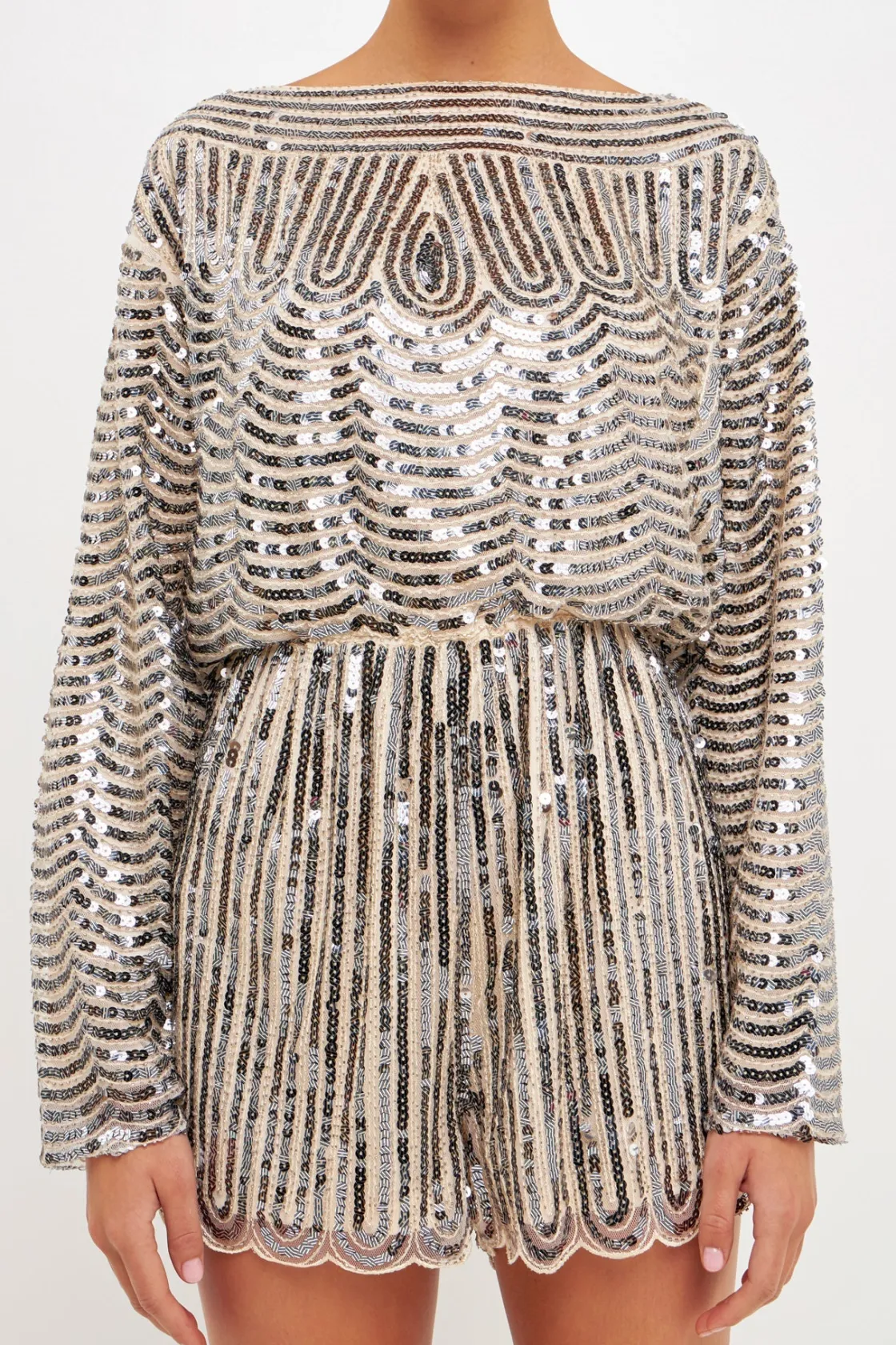 endless_rose__boat_neck_s_10.webp ENDLESS ROSE Tops*- Boat Neck Sequin Romper