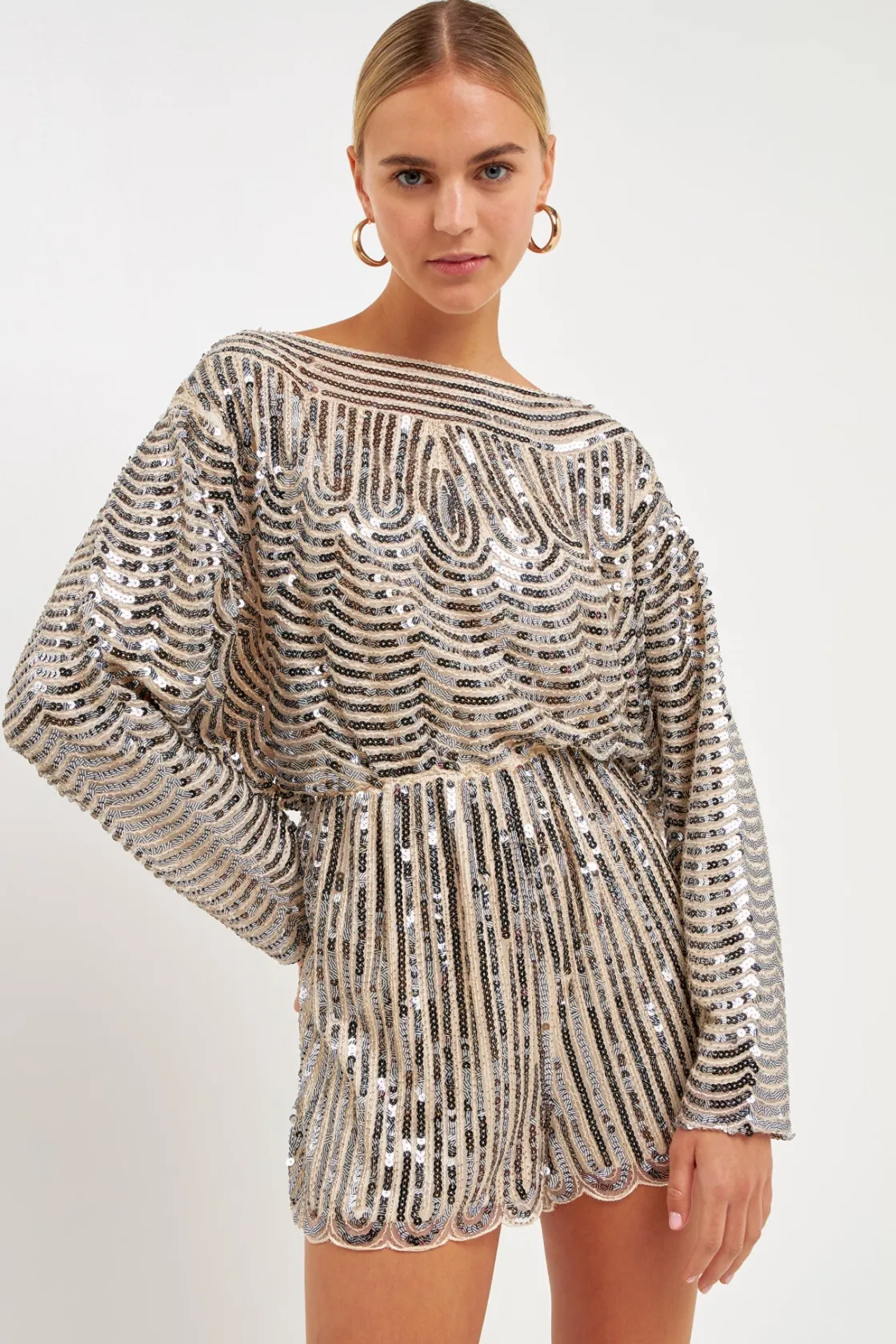 endless_rose__boat_neck_s_13.webp ENDLESS ROSE Tops*- Boat Neck Sequin Romper