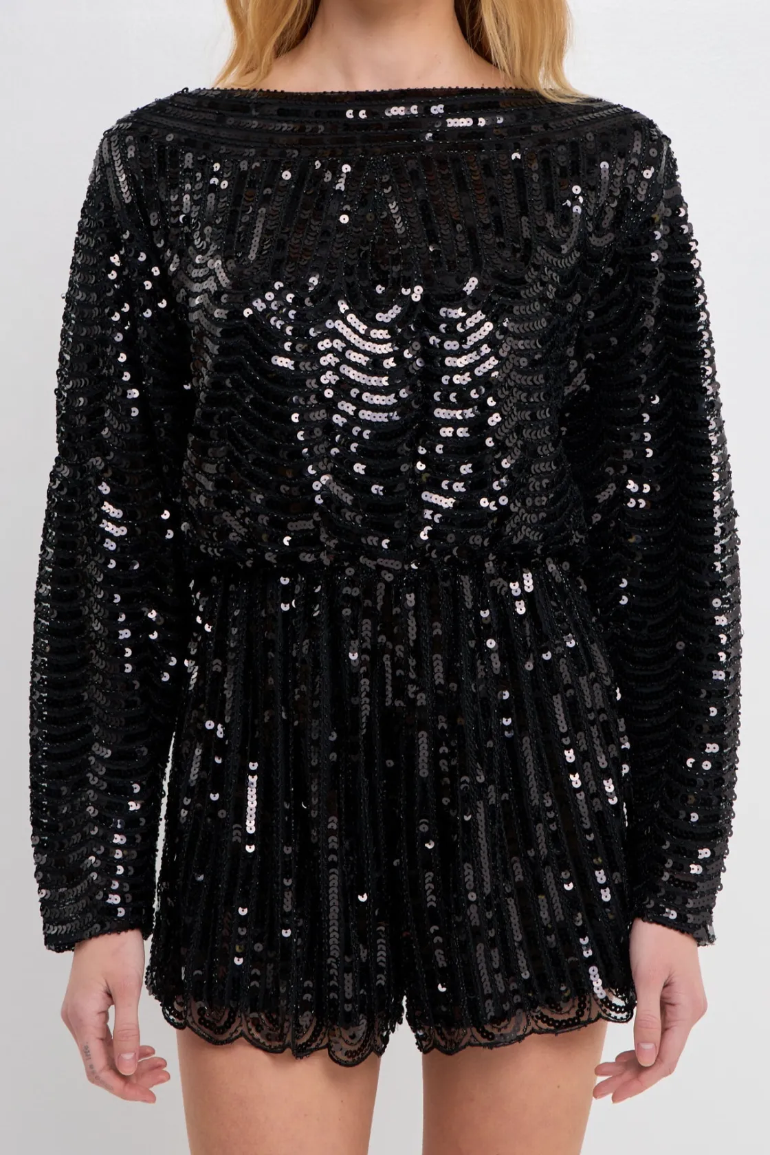 endless_rose__boat_neck_s_5.webp ENDLESS ROSE Tops*- Boat Neck Sequin Romper