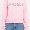 ENDLESS ROSE Tops*- Bonjour Lettering Beads Sweatshirt