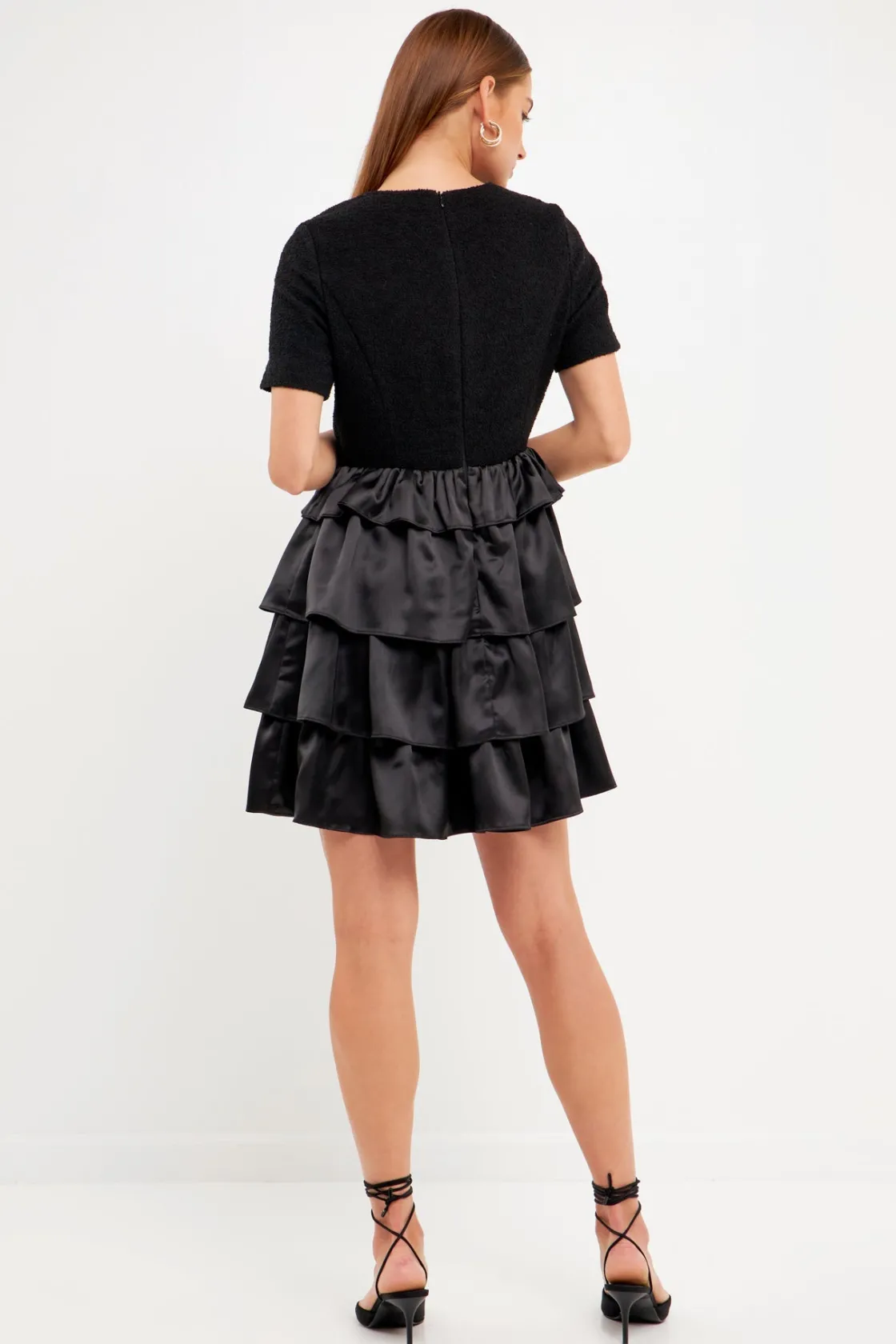 endless_rose__boucle_sati_2.webp ENDLESS ROSE Tops*- Boucle Satin Mini Dress JETBLACK