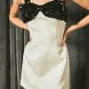 ENDLESS ROSE Tops*- Bow Mini Dress CREAM/BLACK