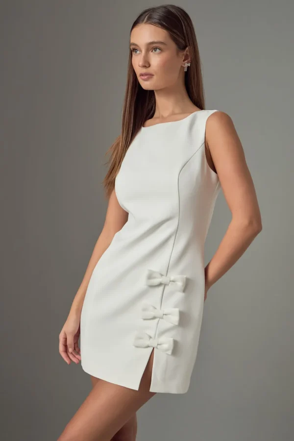 ENDLESS ROSE Tops*- Bow Slit Mini Dress