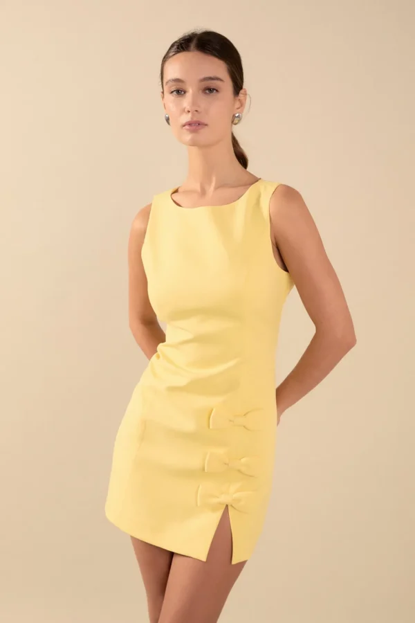 ENDLESS ROSE Tops*- Bow Slit Mini Dress