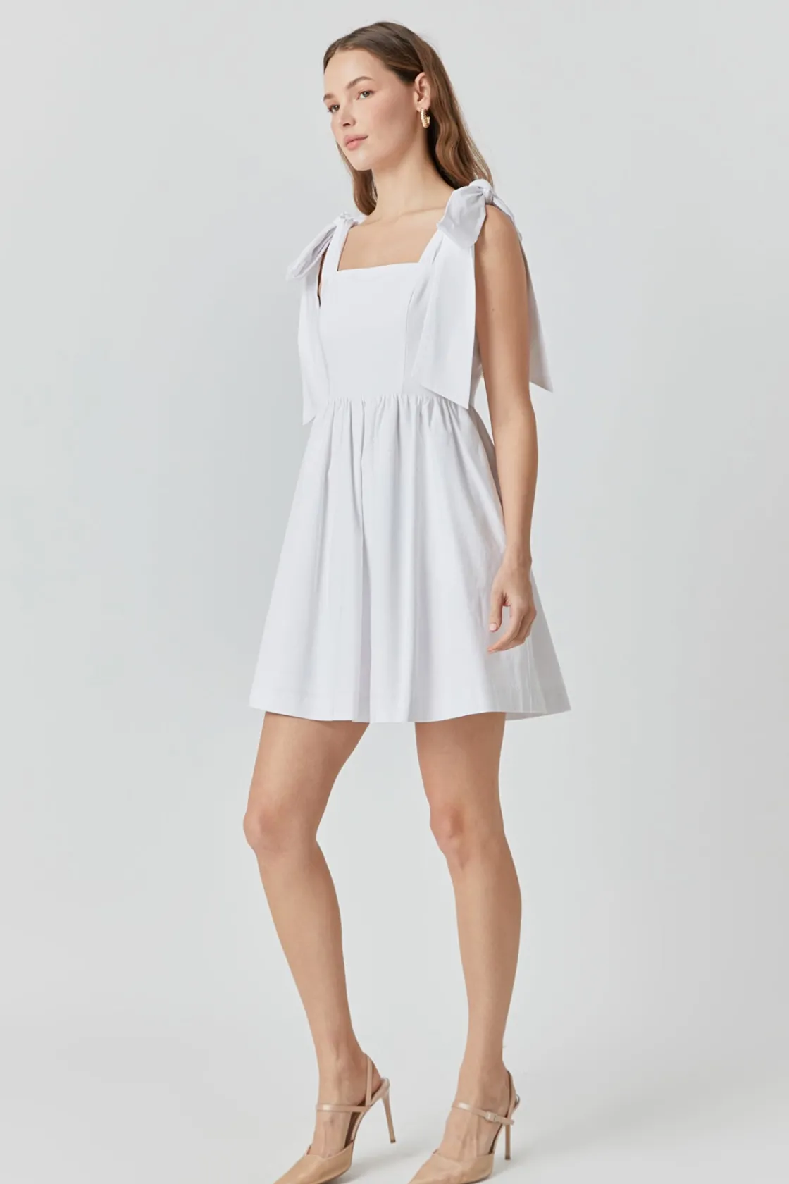endless_rose__bowed_squar_1.webp ENDLESS ROSE Tops*- Bowed Square Neckline Baby Doll Mini