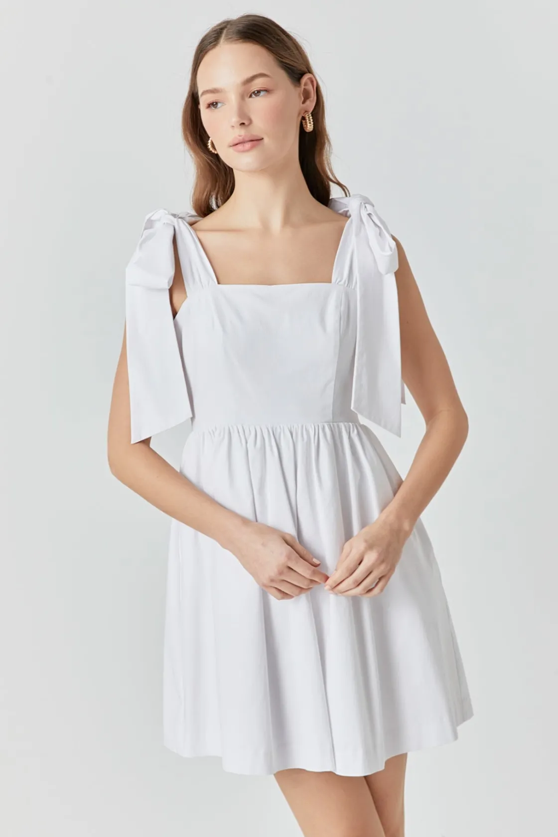 endless_rose__bowed_squar_3.webp ENDLESS ROSE Tops*- Bowed Square Neckline Baby Doll Mini