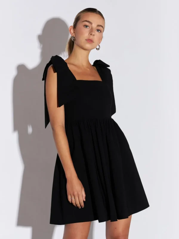 ENDLESS ROSE Tops*- Bowed Square Neckline Baby Doll Mini