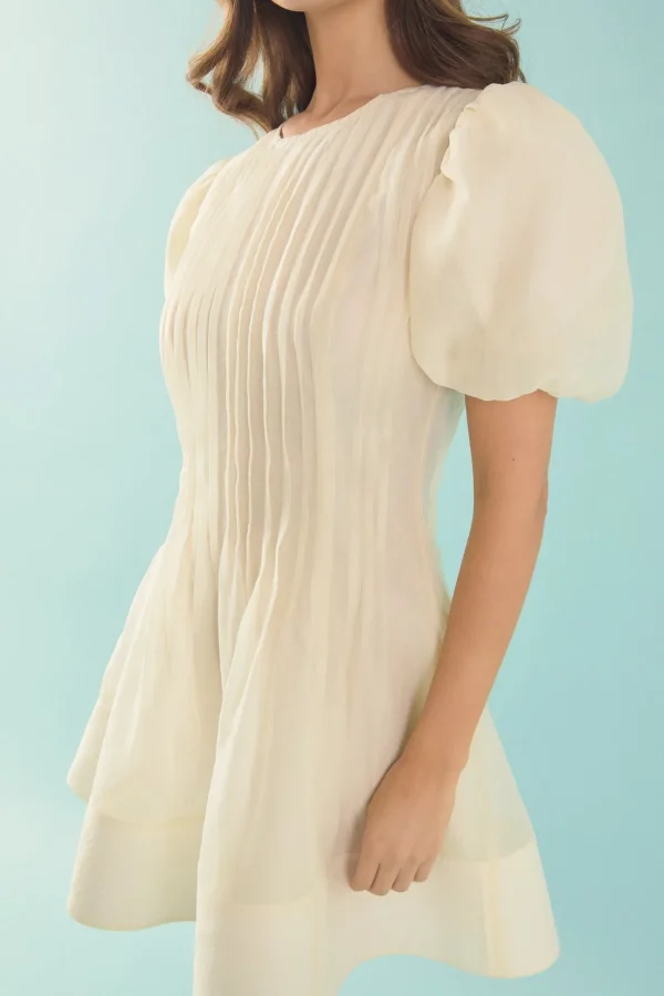 ENDLESS ROSE Tops*- Bridget Pintuck Mini Dress IVORY