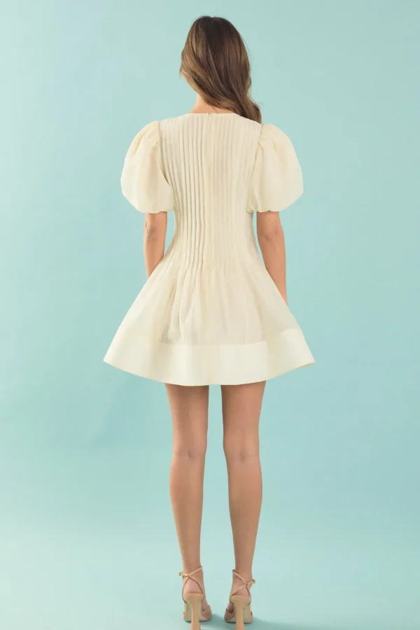 ENDLESS ROSE Tops*- Bridget Pintuck Mini Dress IVORY