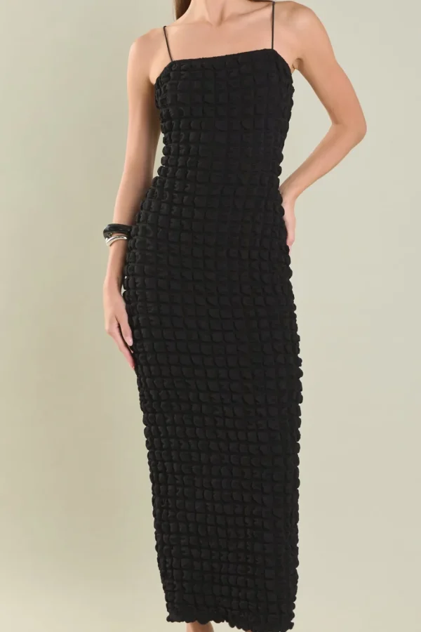 ENDLESS ROSE Tops*- Bubble Maxi Slip Dress BLACK