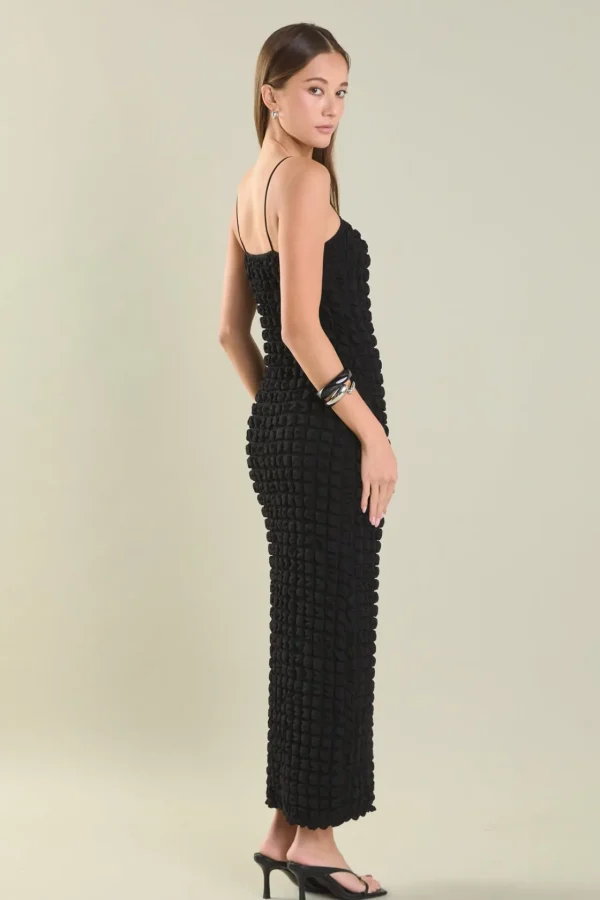 ENDLESS ROSE Tops*- Bubble Maxi Slip Dress BLACK