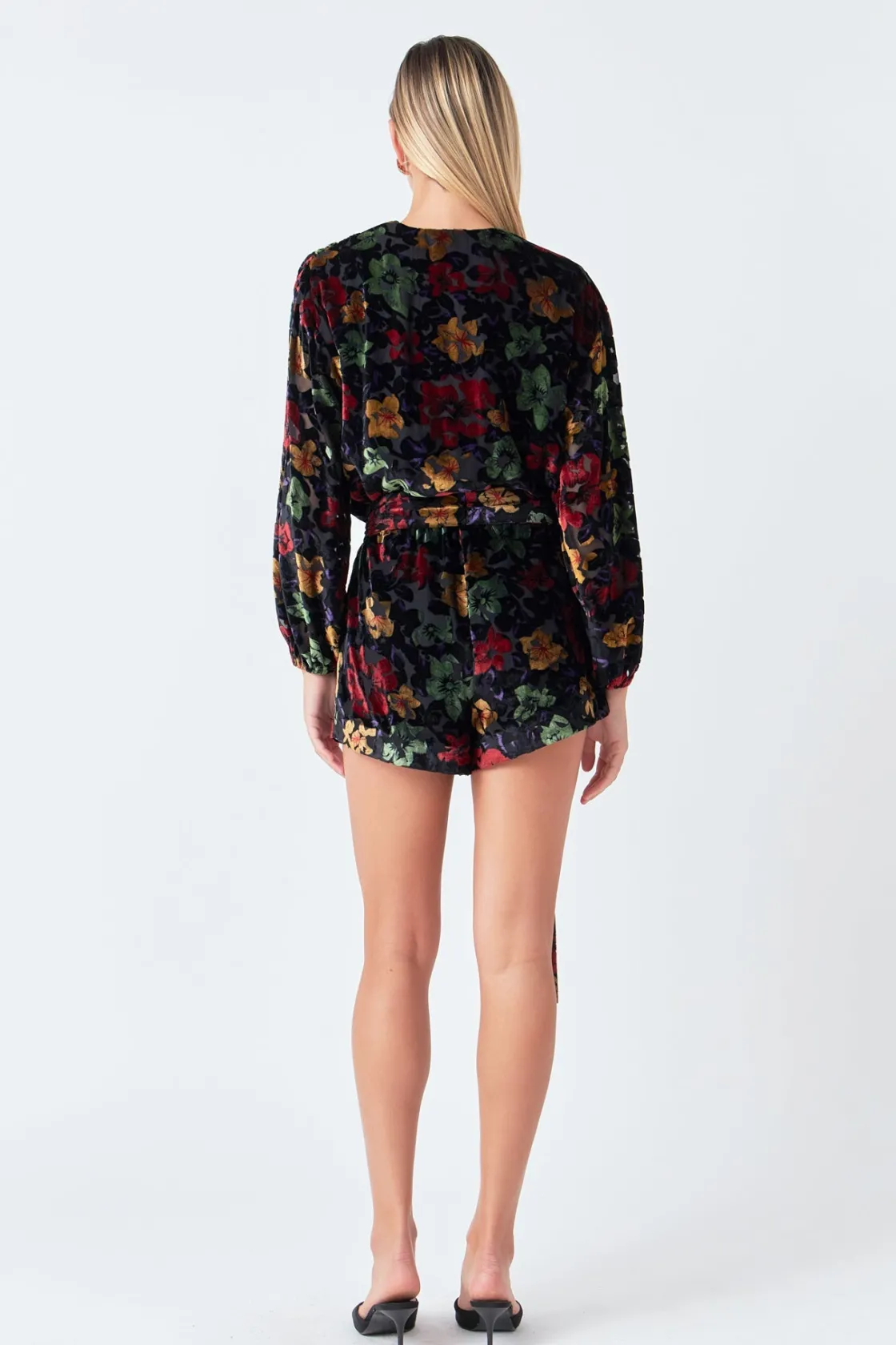 endless_rose__burnout_vel_2.webp ENDLESS ROSE Tops*- Burnout Velvet Romper BLACK