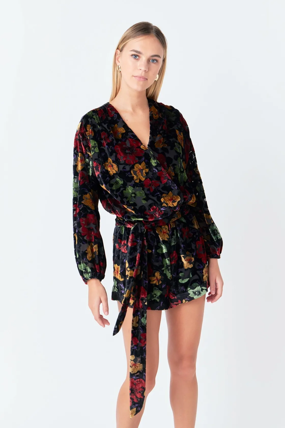 endless_rose__burnout_vel_3.webp ENDLESS ROSE Tops*- Burnout Velvet Romper BLACK