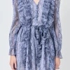 ENDLESS ROSE Tops*- Button Down Long Sleeve Ruffled Mini Dress PURPLEMULTI