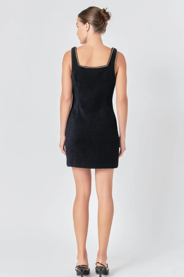 ENDLESS ROSE Tops*- Chain Trimmed Square Neckline Mini Dress