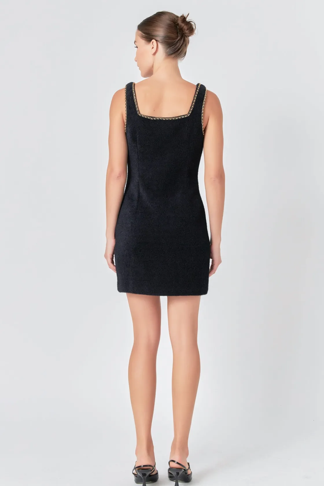 endless_rose__chain_trimm_2.webp ENDLESS ROSE Tops*- Chain Trimmed Square Neckline Mini Dress