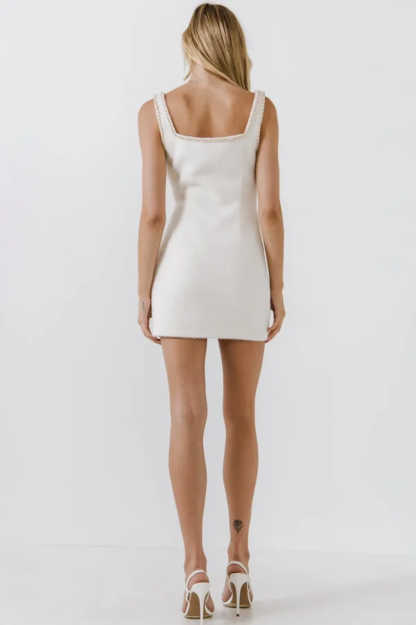ENDLESS ROSE Tops*- Chain Trimmed Square Neckline Mini Dress