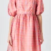 ENDLESS ROSE Tops*- Checker Puff Mini Dress MULTI