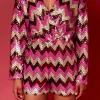 ENDLESS ROSE Tops*- Chevron Sequins Wrapped Romper MULTI