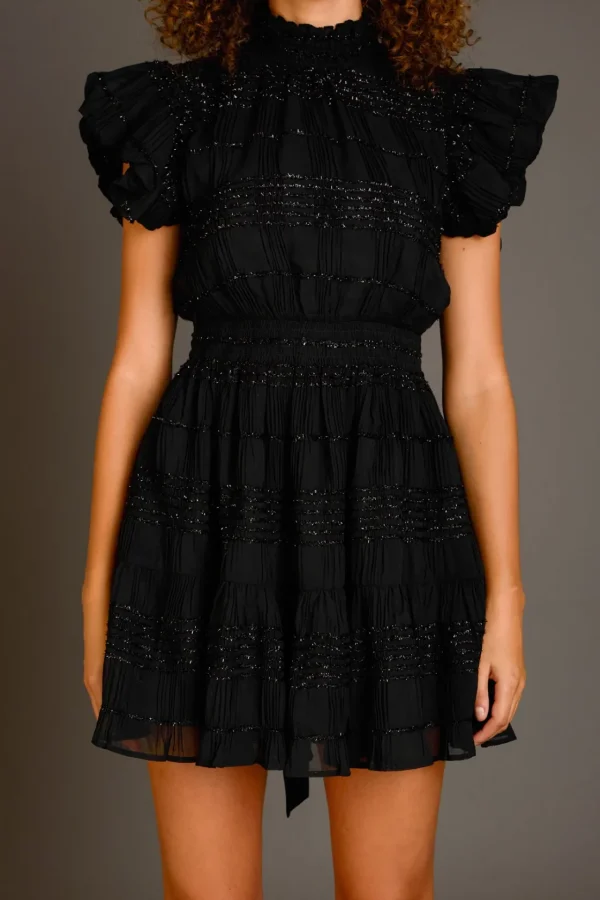 ENDLESS ROSE Tops*- Chiffon Belted Mini Dress BLACK