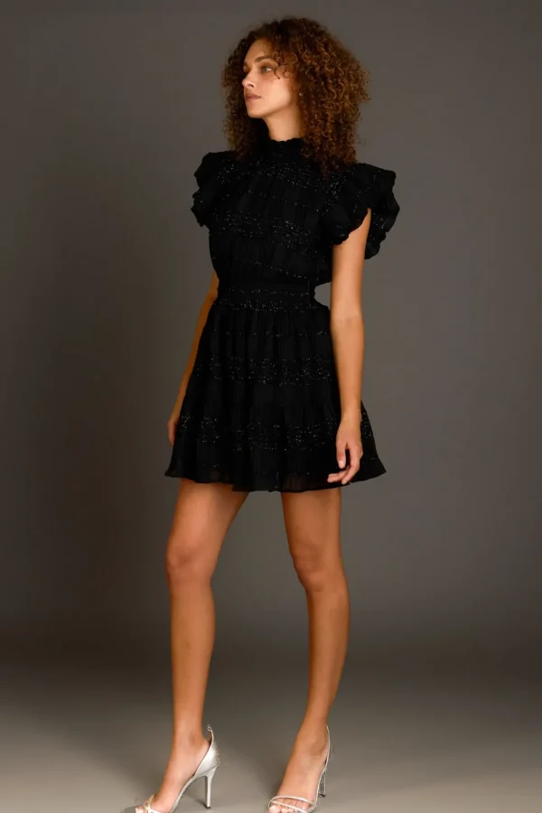 ENDLESS ROSE Tops*- Chiffon Belted Mini Dress BLACK