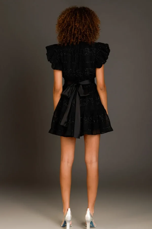 ENDLESS ROSE Tops*- Chiffon Belted Mini Dress BLACK