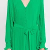 ENDLESS ROSE Tops*- Chiffon Pleated Mini Dress GREEN