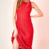 ENDLESS ROSE Tops*- Chloe Textu Sleeveless Maxi Dress RED