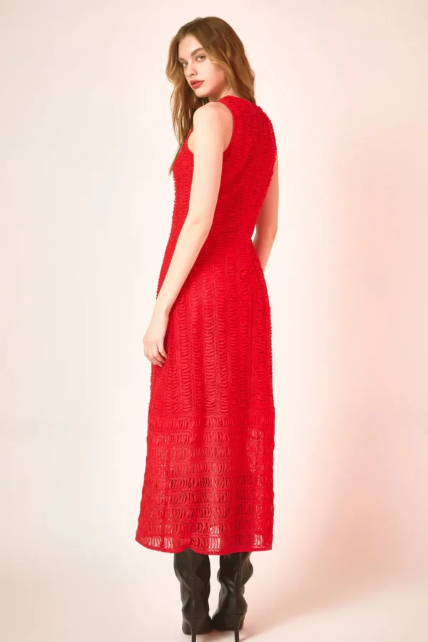 ENDLESS ROSE Tops*- Chloe Textu Sleeveless Maxi Dress RED