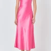 ENDLESS ROSE Tops*- Colorblock Satin Maxi Dress PINKMULTI